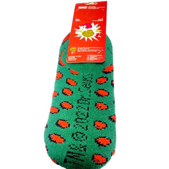 Dr. Seuss The Grinch Fuzzy Sock House Slippers 2pk Green Christmas Ankle Socks - Picture 2 of 6